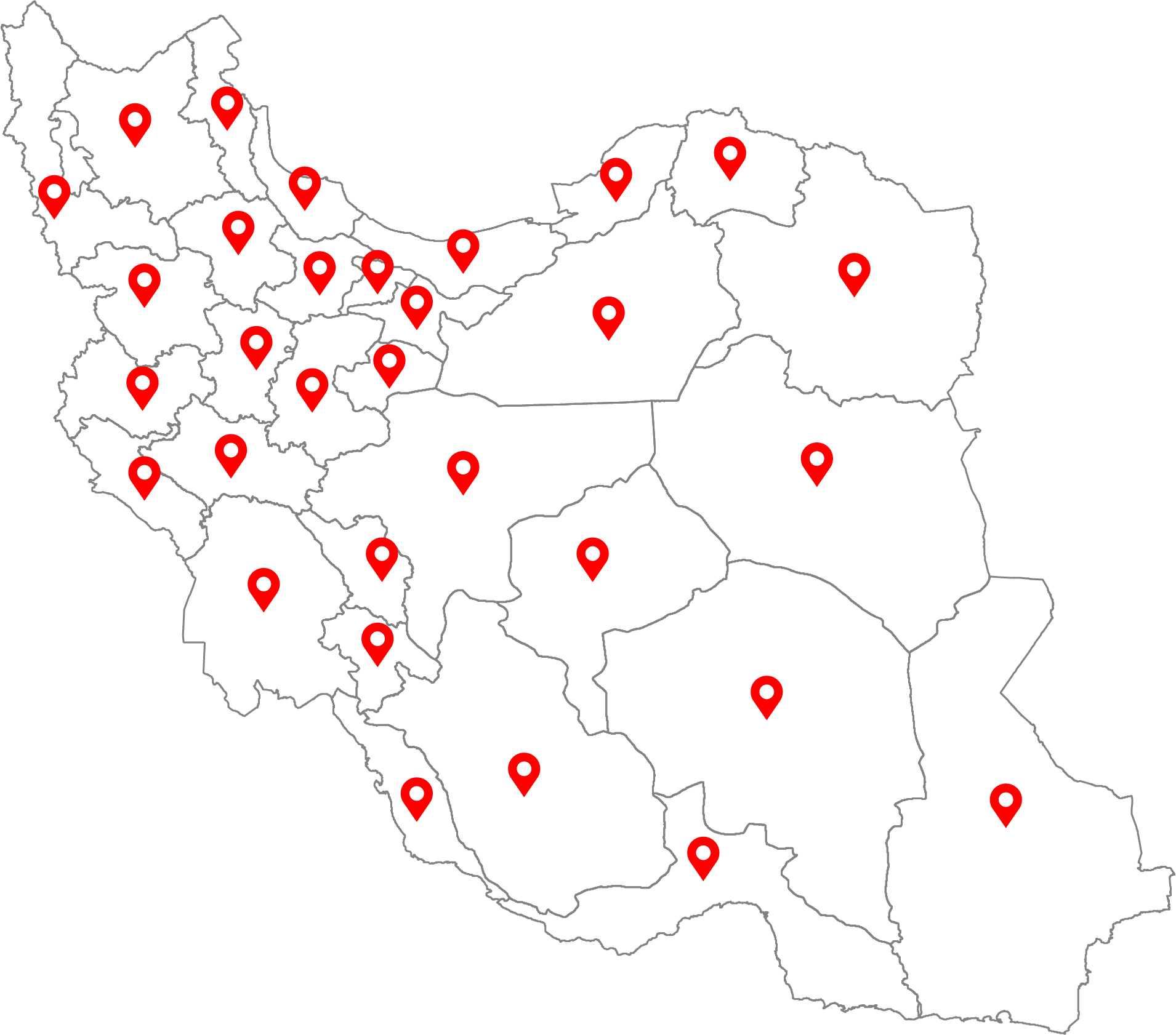نقشه تقسیمات استانی نمایندگان زر ماکارون در کشور