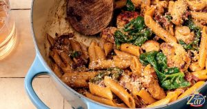 پاستا مرغ و سبزیجات