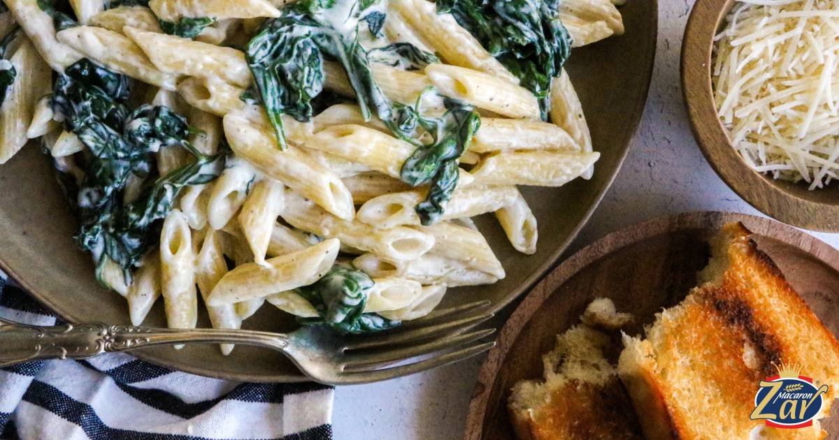 پاستا پنیر و اسفناج