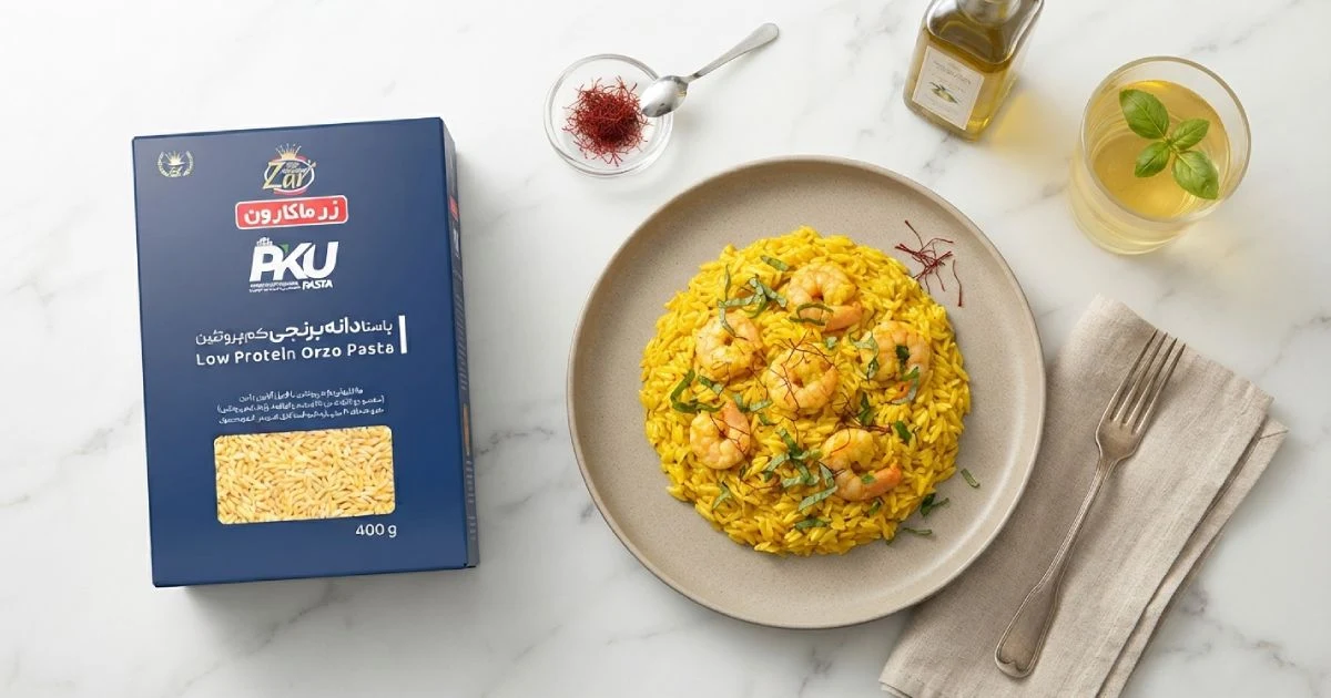 طرز تهیه پاستا برنجی با میگو