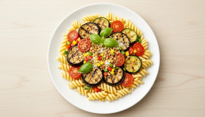 طرز تهیه پاستا با سبزیجات کبابی و پنیر