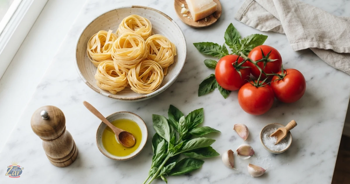 مواد لازم برای تهیه فتوچینی با سس گوجه